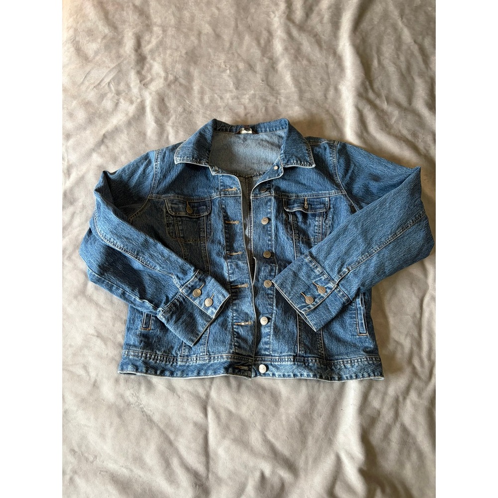 Cotton Ginny Medium Wash Blue Denim Trucker Jacket Womens XL Casual Layering